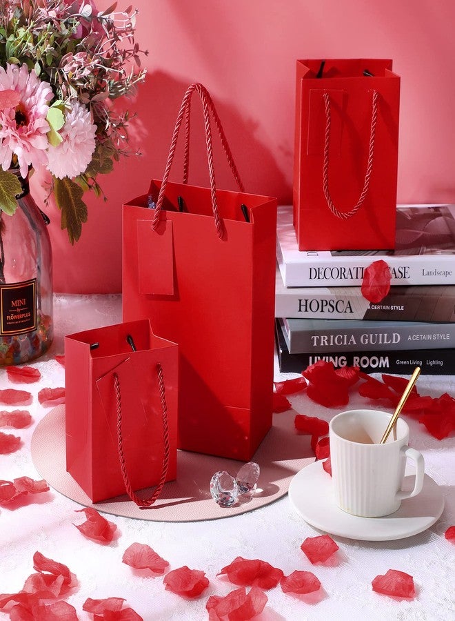 مارسبارك مجموعة مارسبارك المكونة من 12 قطعة من أكياس هدايا عيد الميلاد الحمراء بمقابض، أكياس هدايا ورقية أوروبية، أكياس تغليف هدايا ورقية حمراء مع بطاقات لعيد الميلاد وعيد الحب وأعياد الميلاد وحفلات التوزيعات (متوسطة، صغيرة، صغيرة جدًا) - Image 4